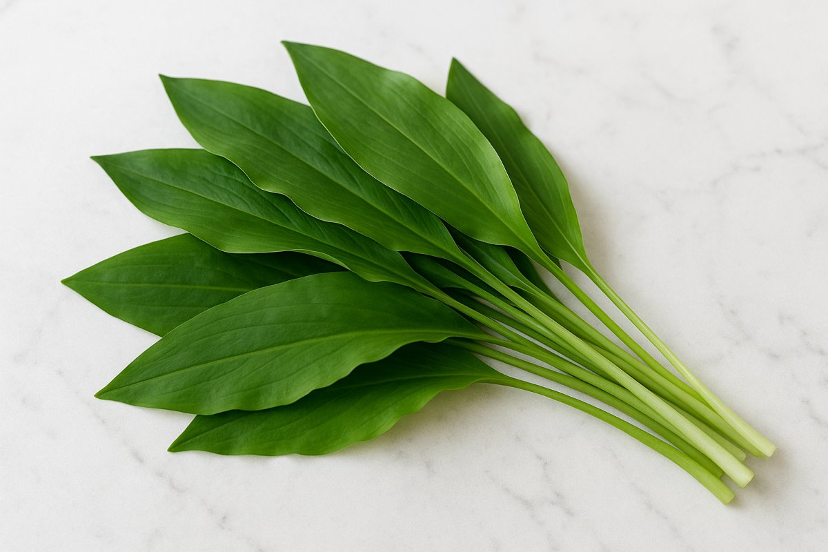 Frischer Bärlauch (Wildknoblauch) als grüne Blätter