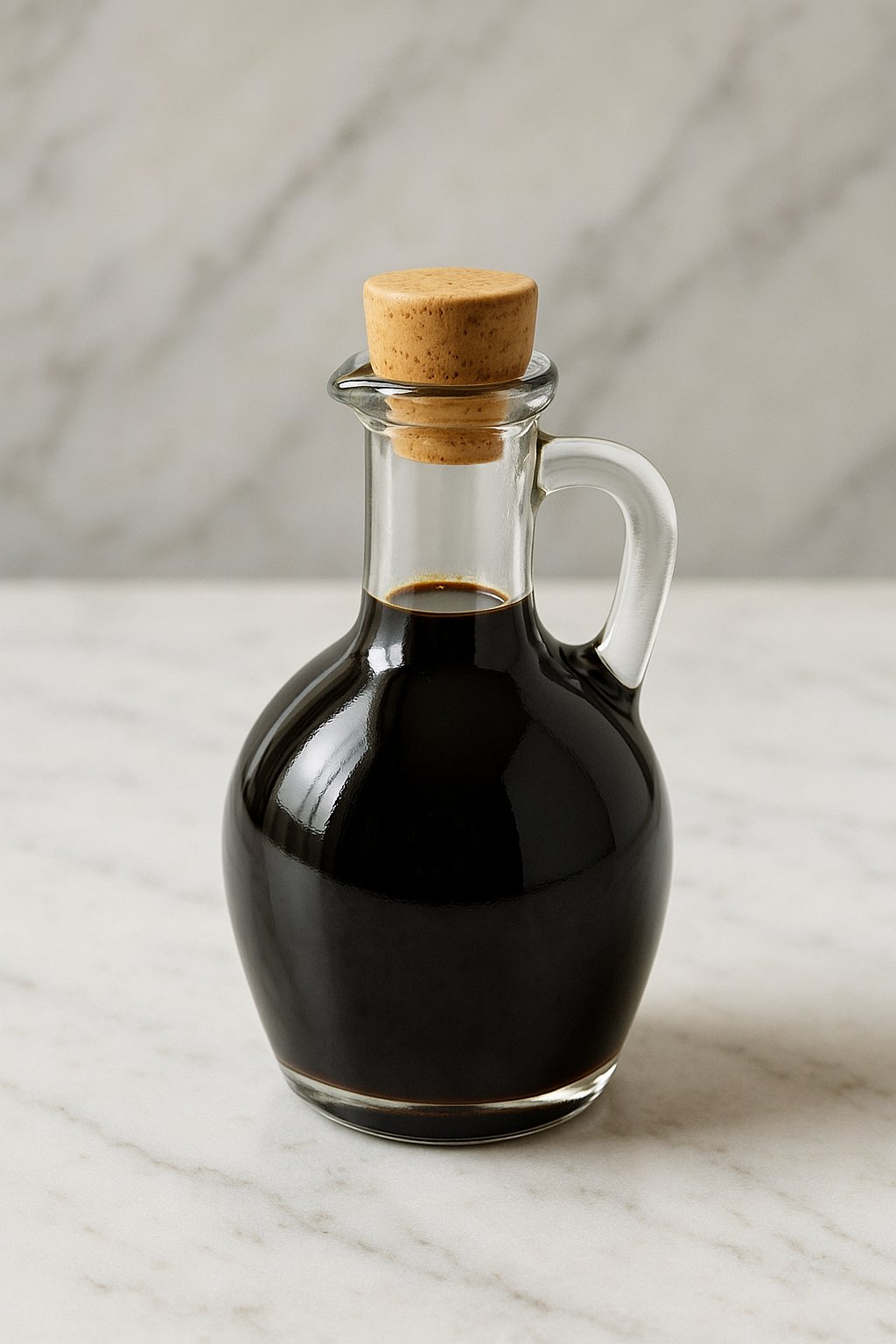 Eine kleine Schale mit dunkelbraunem Balsamico-Essig