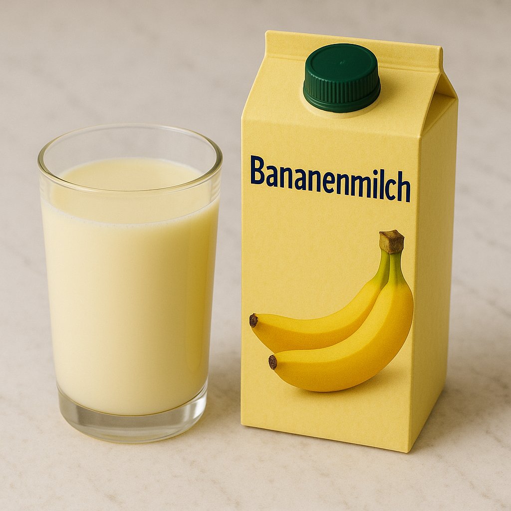 Glas Bananenmilch mit hellgelber Farbe