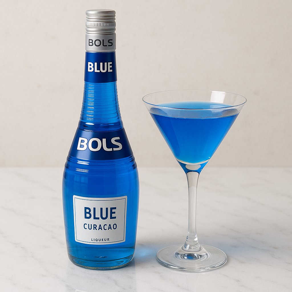 Flasche Blue Bols (Blue Curaçao) blauer Orangenlikör
