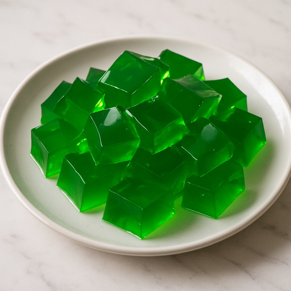 Bunte Götterspeise in einer Glasschale