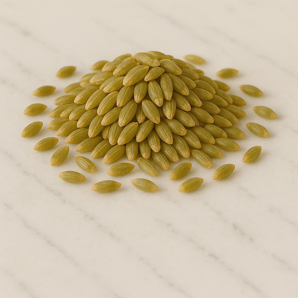 Getrocknete Grünkernkörner in einer Schüssel