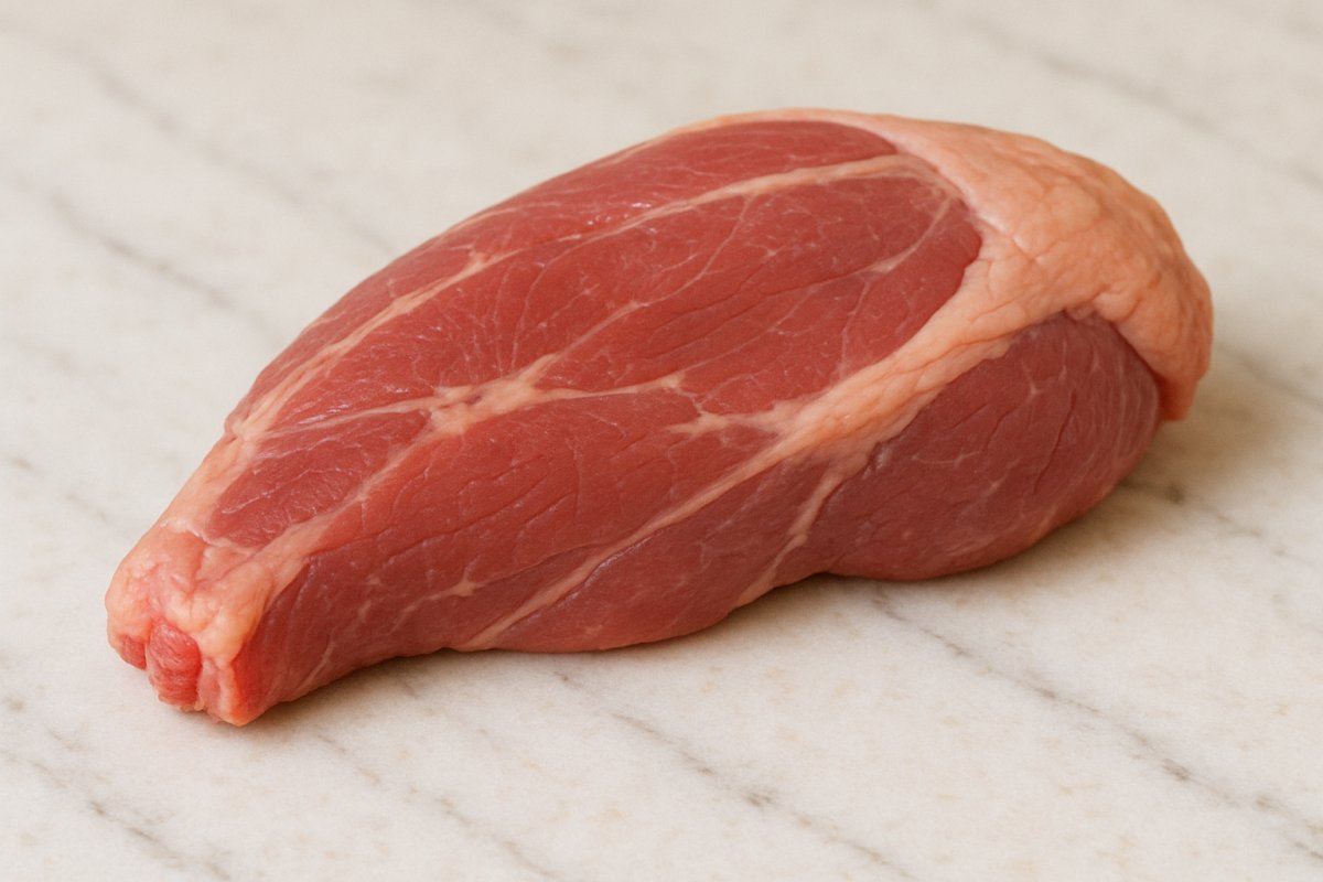 Rohes mageres Hammelfleisch auf einem Schneidebrett