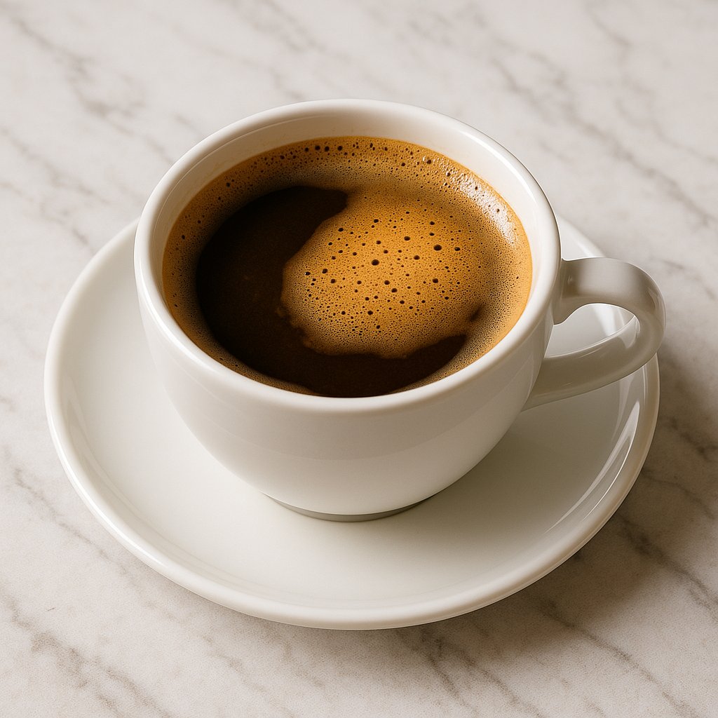 Tasse frisch gebrühter schwarzer Kaffee