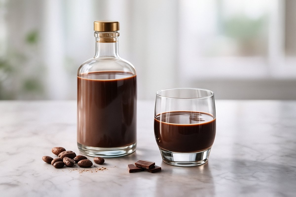 Ein Glas Kakao-Likör