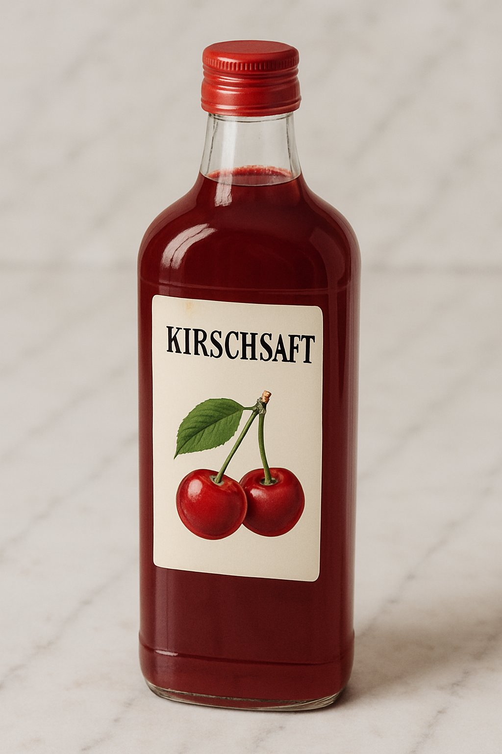 Glas mit rotem Kirschsaft neben frischen Kirschen