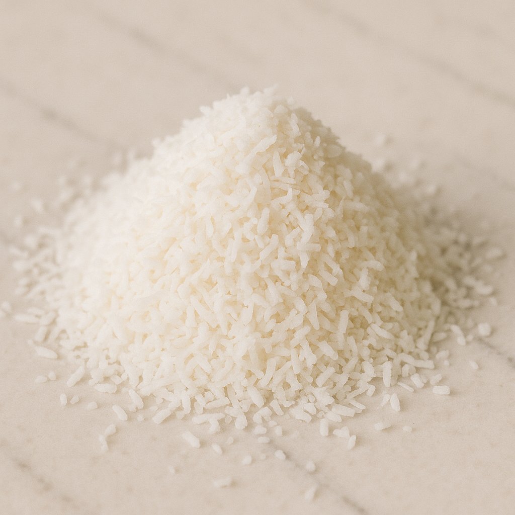 Weiße Kokosraspel in einer Schale