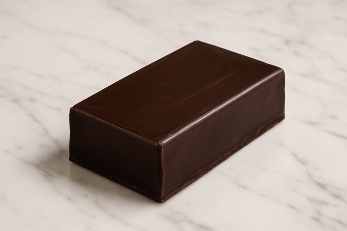 Dunkle Kuvertüre in Stückchen und geschmolzen in einer Schüssel