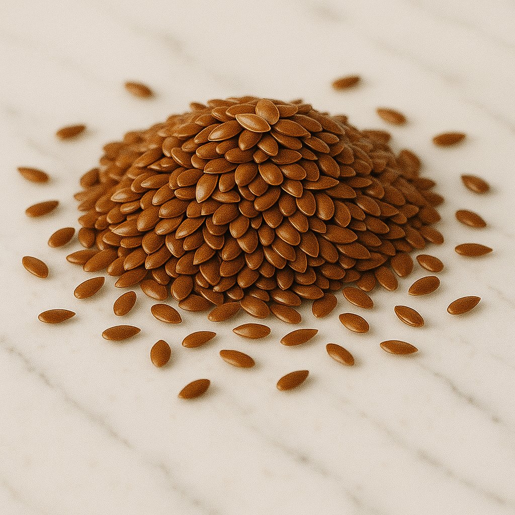 Braune Leinsamen in einer Schale