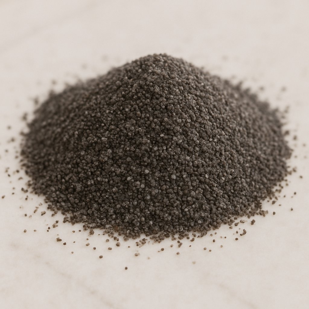 Gemahlener blauer Mohn in einer Schale