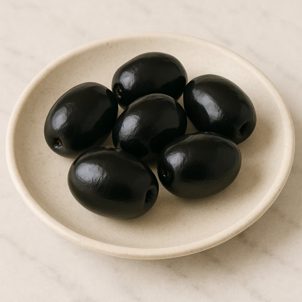 Schwarze Oliven in einer kleinen Schale