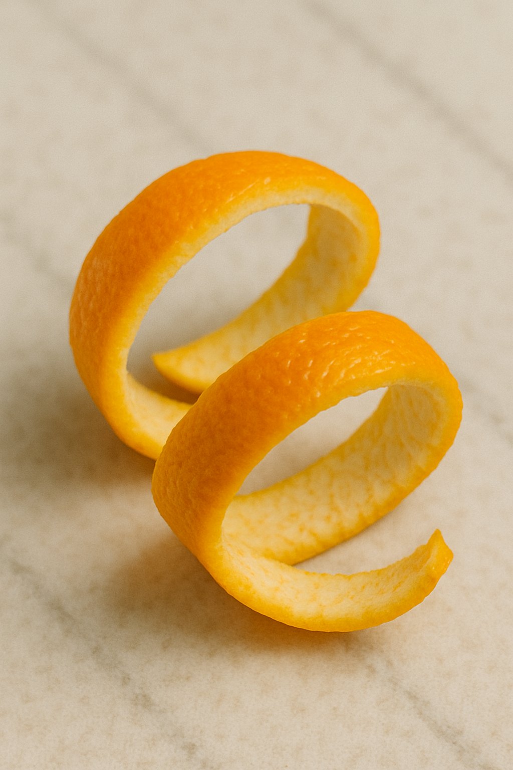 Frische Orangenschale, in feinen Streifen und Zesten geschnitten