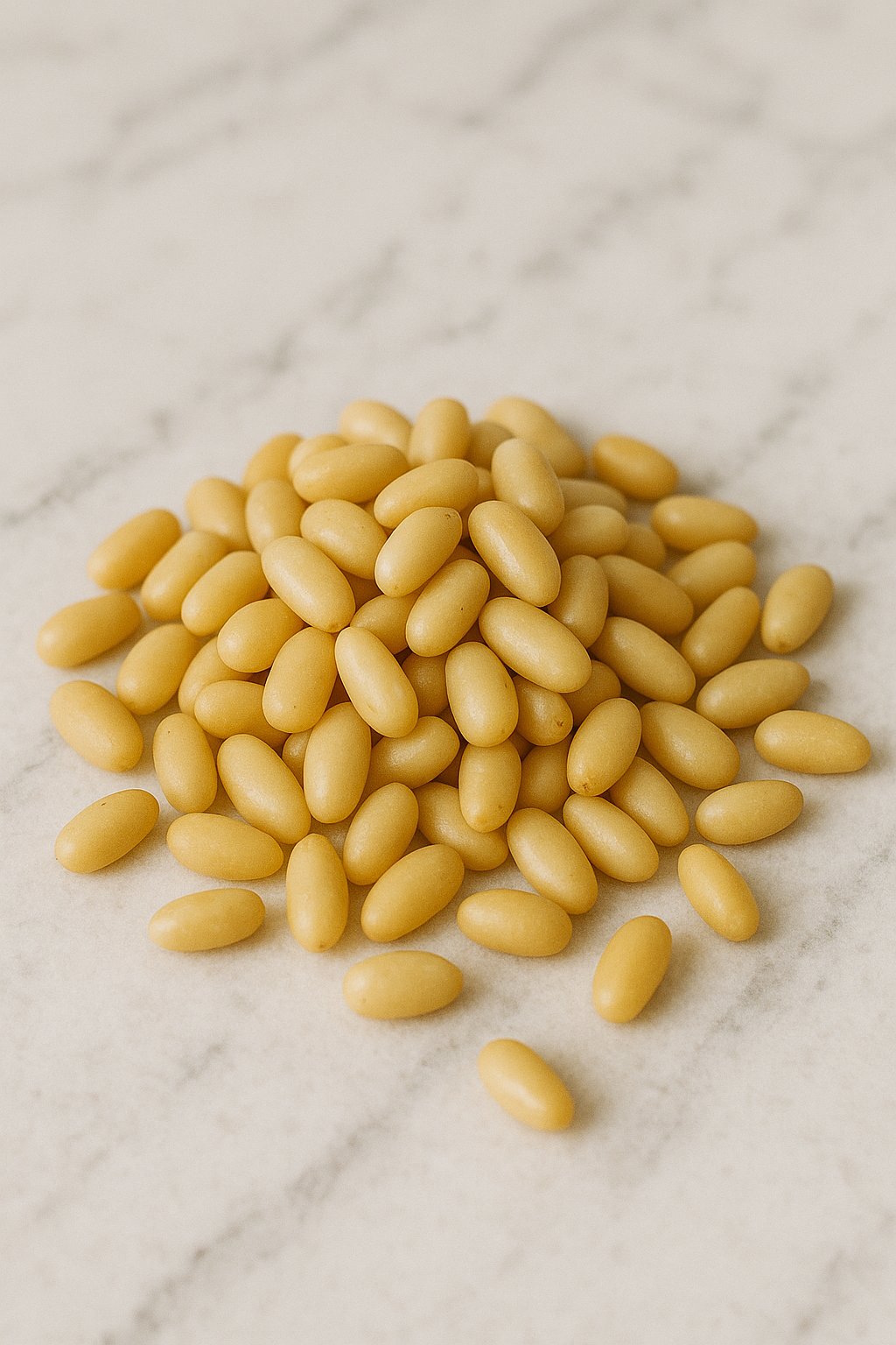 Pignoli beziehungsweise Pinienkerne in einer kleinen Schale