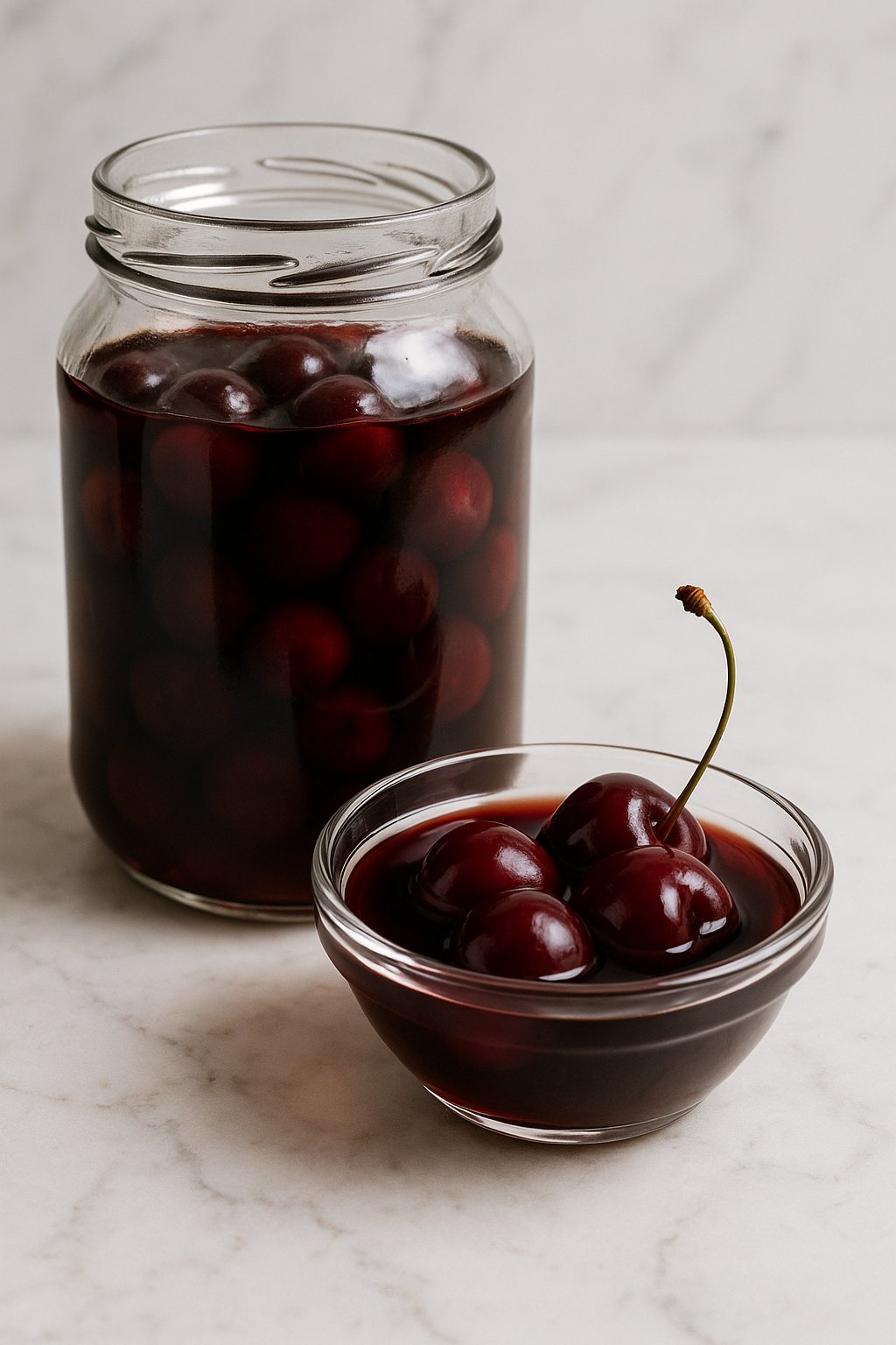 Rumkirschen in einer Schale mit etwas Rum