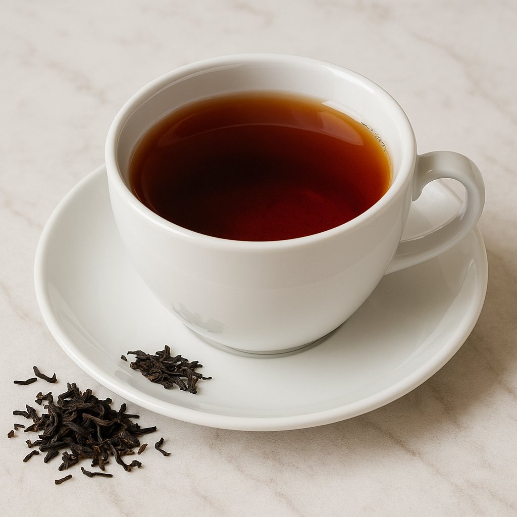 Tasse frisch aufgebrühter Schwarz-Tee