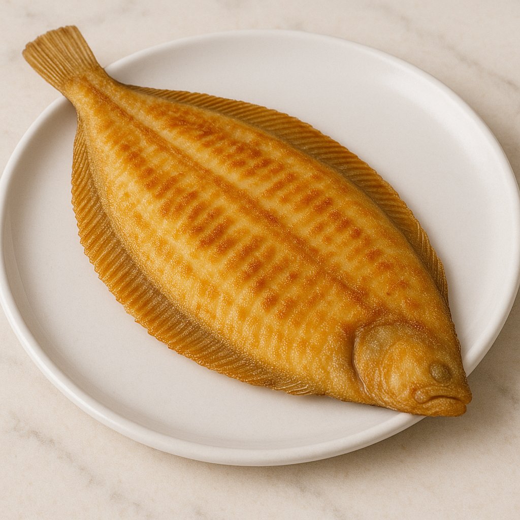 Rohe Seezunge auf einem Schneidebrett