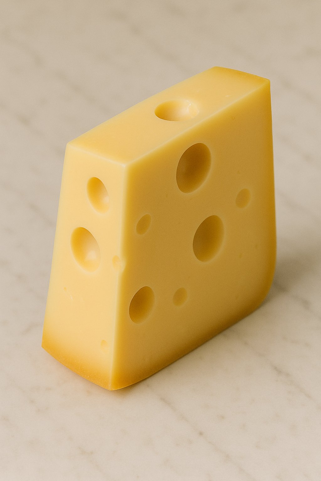 Stück Emmentaler Käse mit Löchern