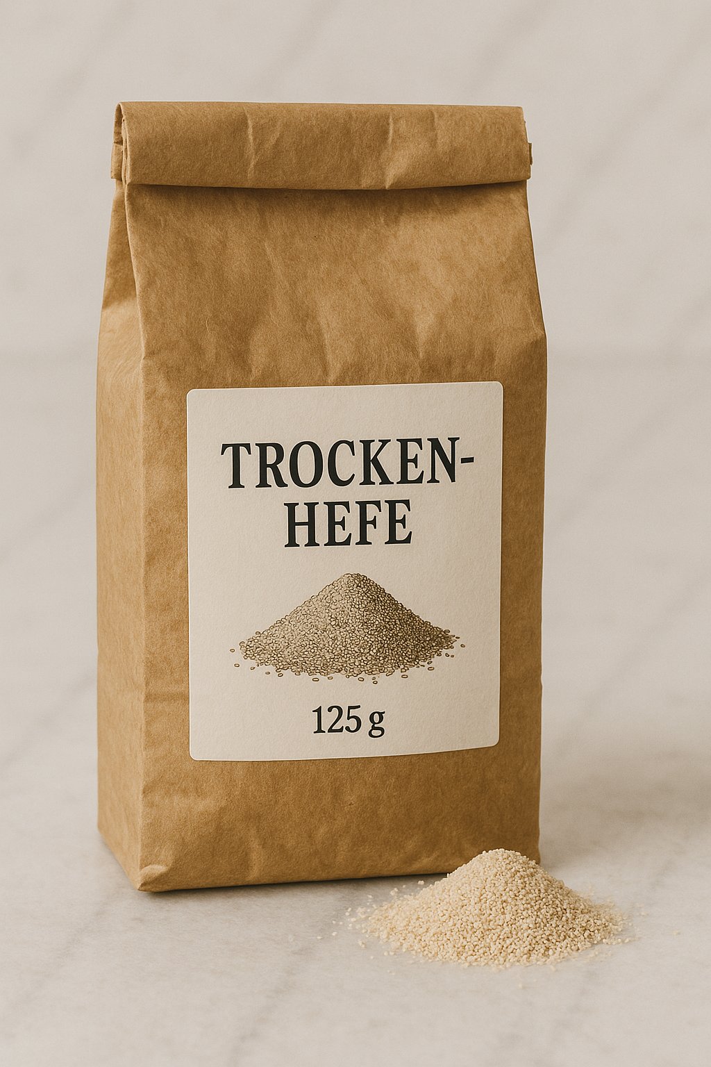 Granulierte Trockenhefe in einer kleinen Schale