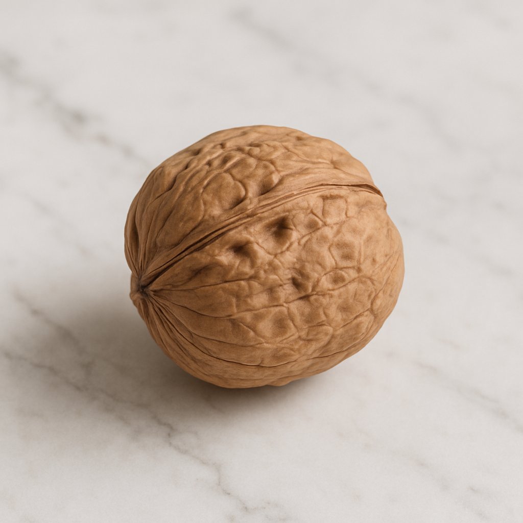 Mehrere Walnüsse in und ohne Schale auf einem hellen Untergrund