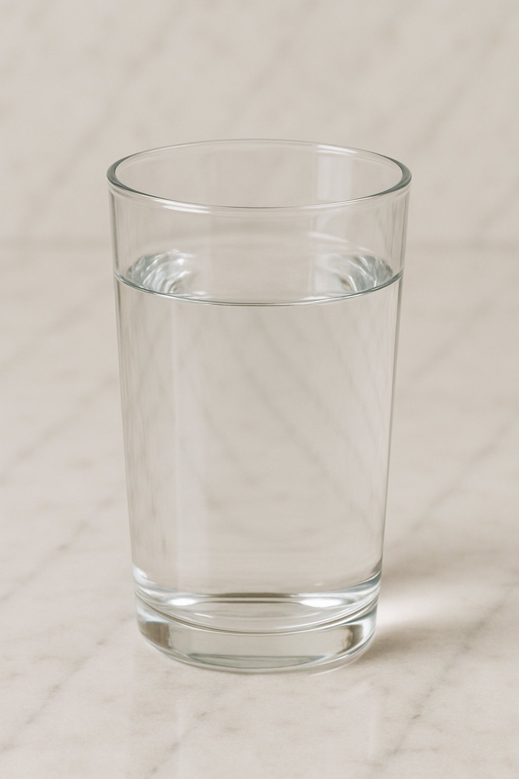 Ein Glas klares Wasser mit Wassertropfen