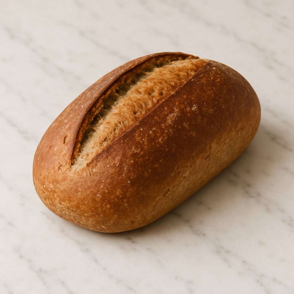 Scheiben Weizenmischbrot auf einem Holzbrett