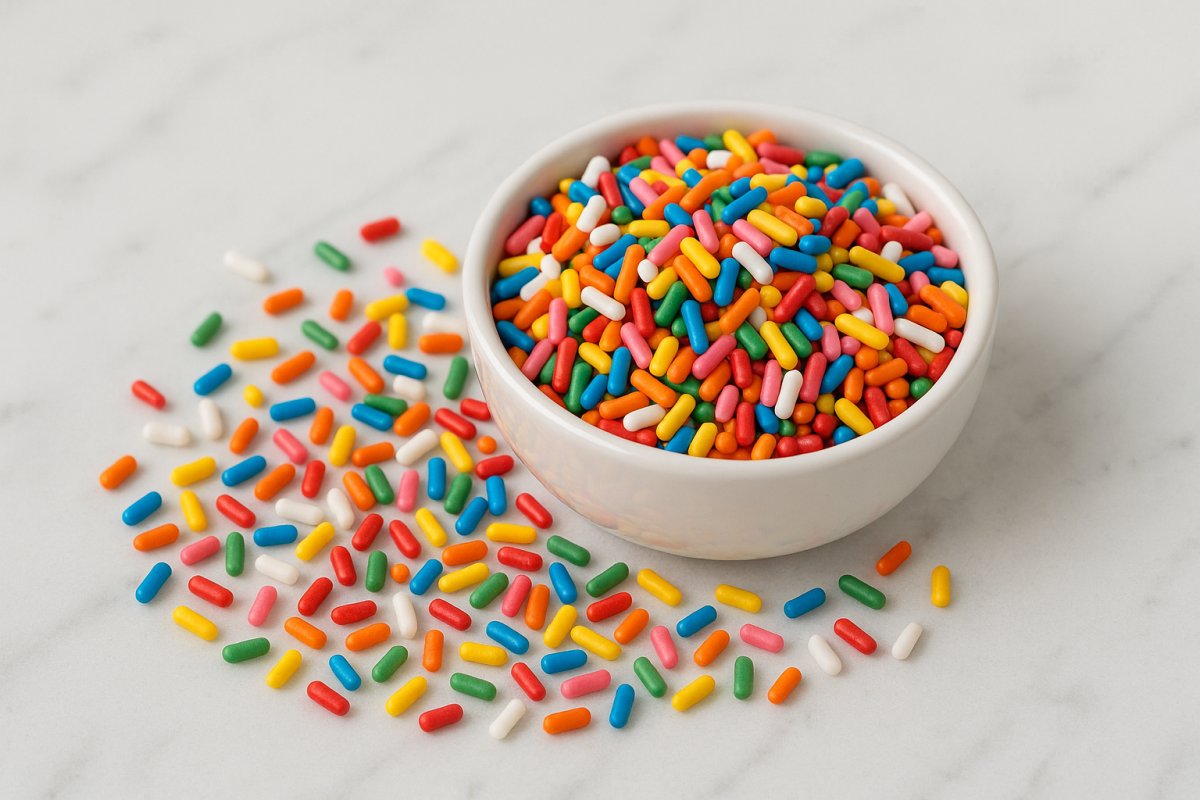 Bunte Zuckerstreusel in verschiedenen Farben