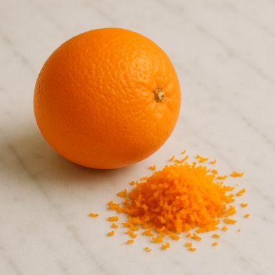 Orangenschale gerieben