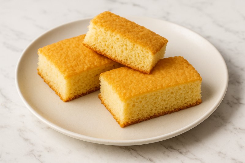 Heller Biskuitkuchen in Scheiben