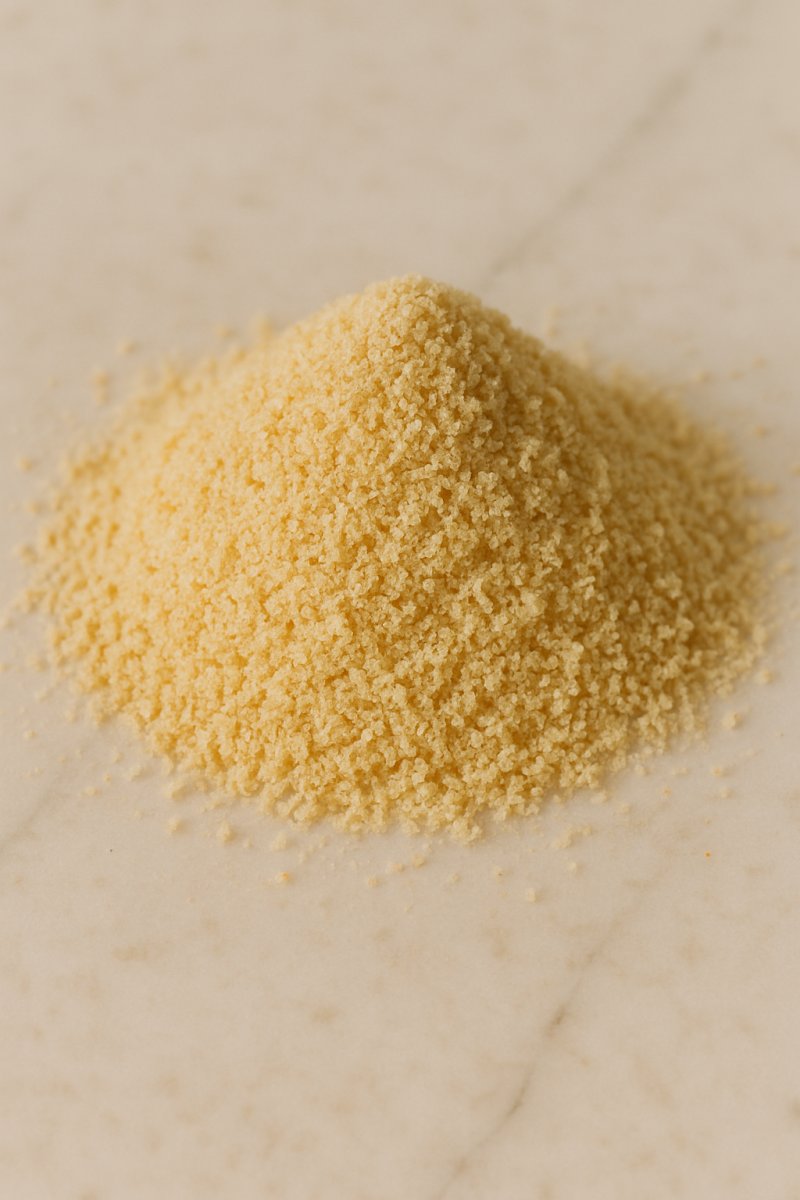 Schale mit hellen Bröseln aus Weizenbrot