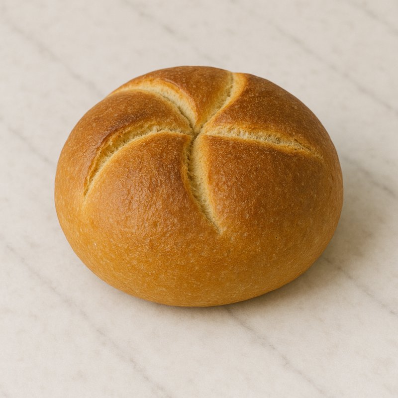 Ein einfaches Brötchen mit goldbrauner Kruste