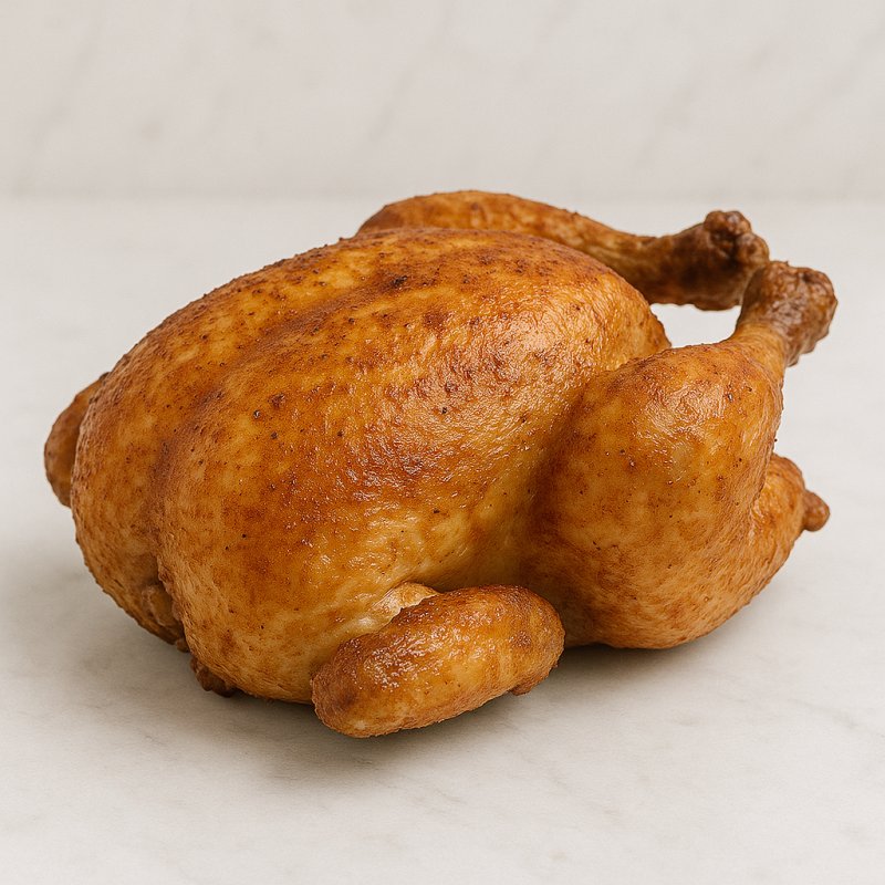 Knusprig gebratenes Brathähnchen auf einem Teller