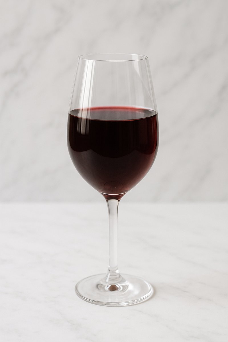 Eine Flasche Rotwein mit einem Glas.