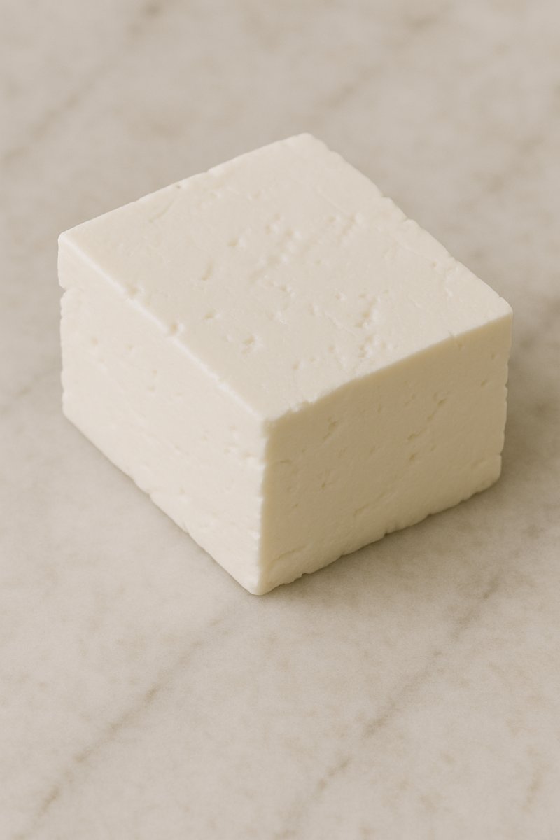 Würfel Feta-Käse auf einem Holzbrett