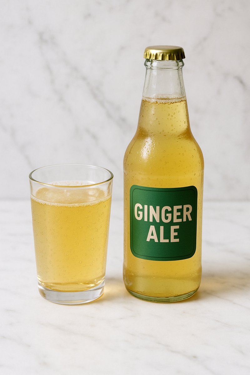 Ein Glas Ginger Ale mit Eiswürfeln und Zitronenscheibe