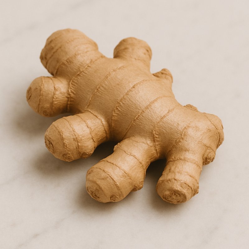 Frische Ingwerwurzel mit angeschnittenem Stück