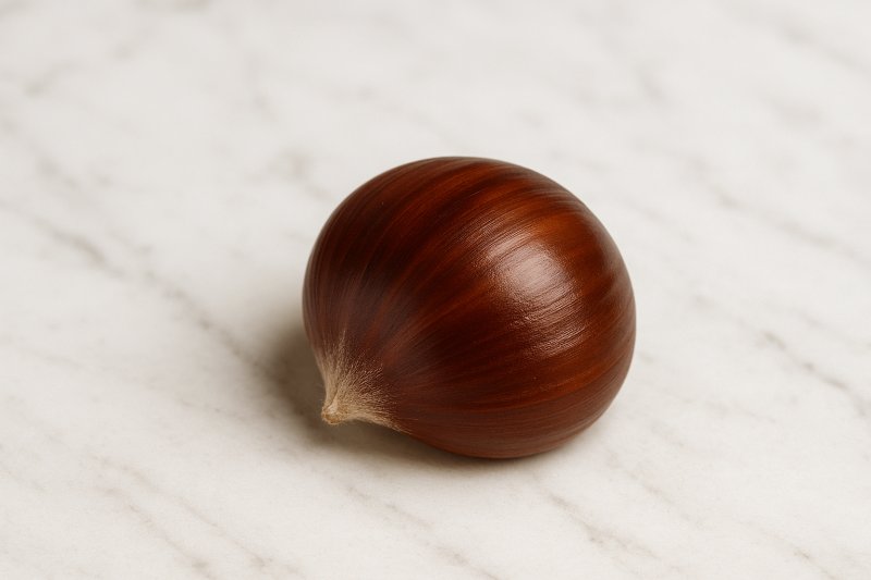 Frische Kastanien in brauner Schale