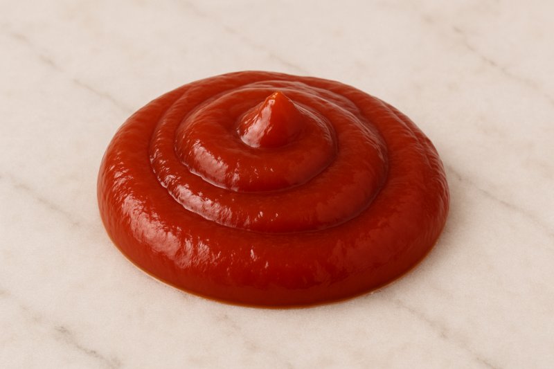 Ein Glas Ketchup neben frischen Tomaten