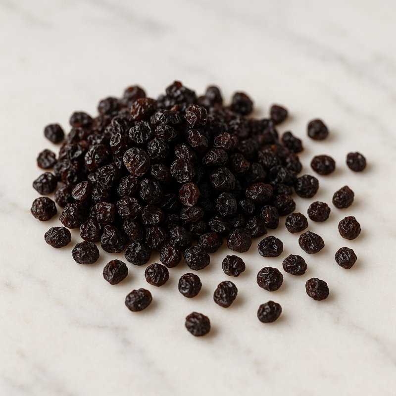 Eine kleine Schale gefüllt mit getrockneten Korinthen