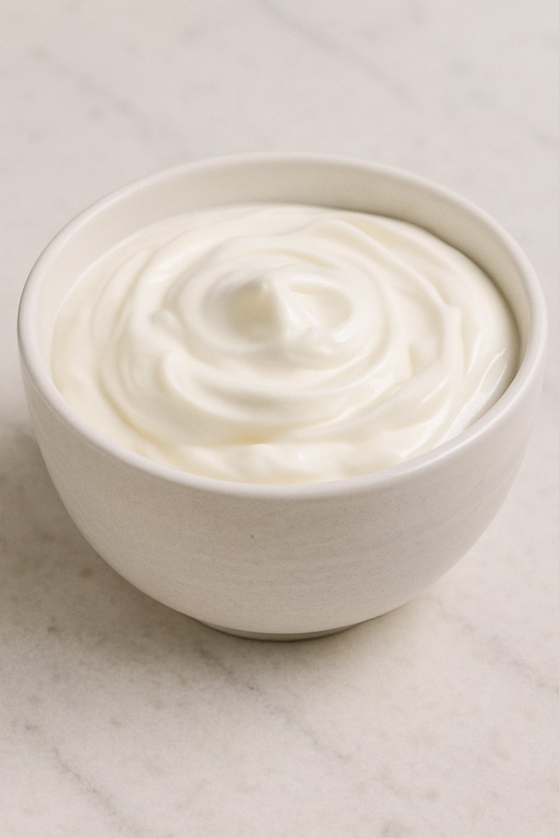 Eine Schale Naturjoghurt mit cremiger Konsistenz