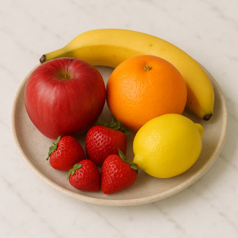 Verschiedenes frisches Obst wie Äpfel, Beeren und Trauben