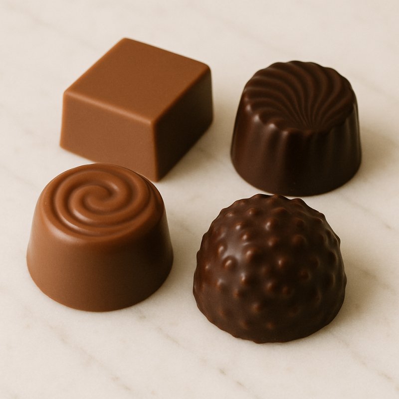 Verschiedene Pralinen auf einem Teller