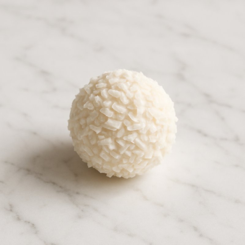 Mehrere Raffaelo-Pralinen in weißer Kokosraspel