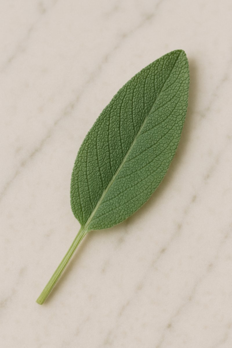 Frische grüne Salbeiblätter auf einem Holzbrett