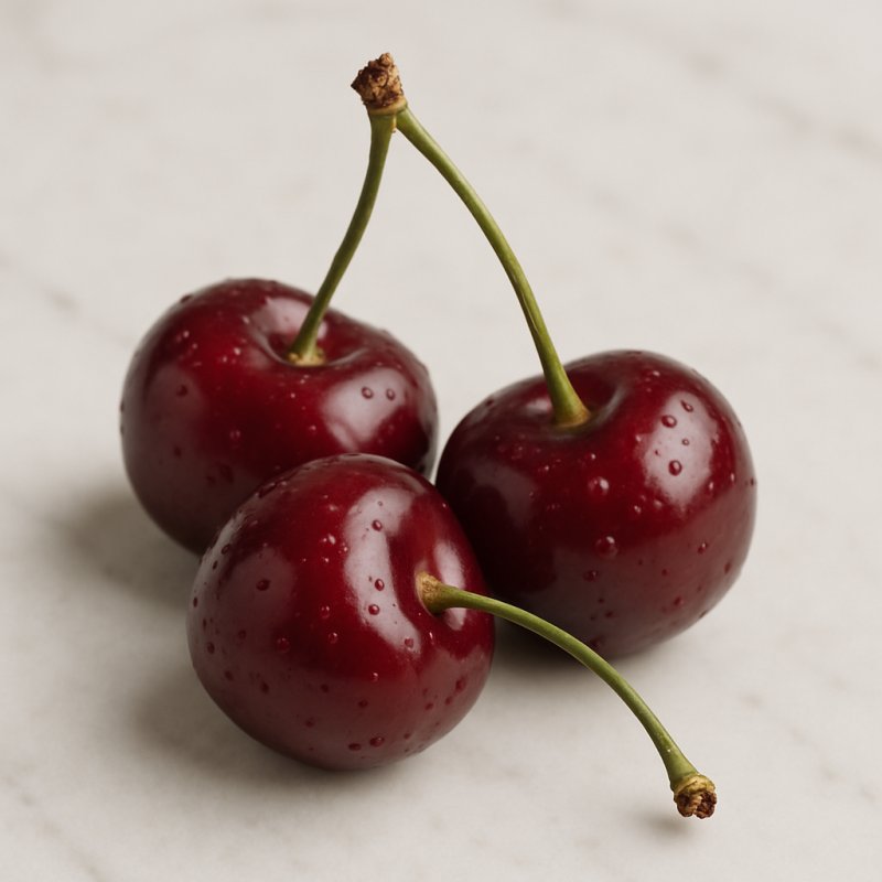Frische Sauerkirschen mit Stielen in einer Schale