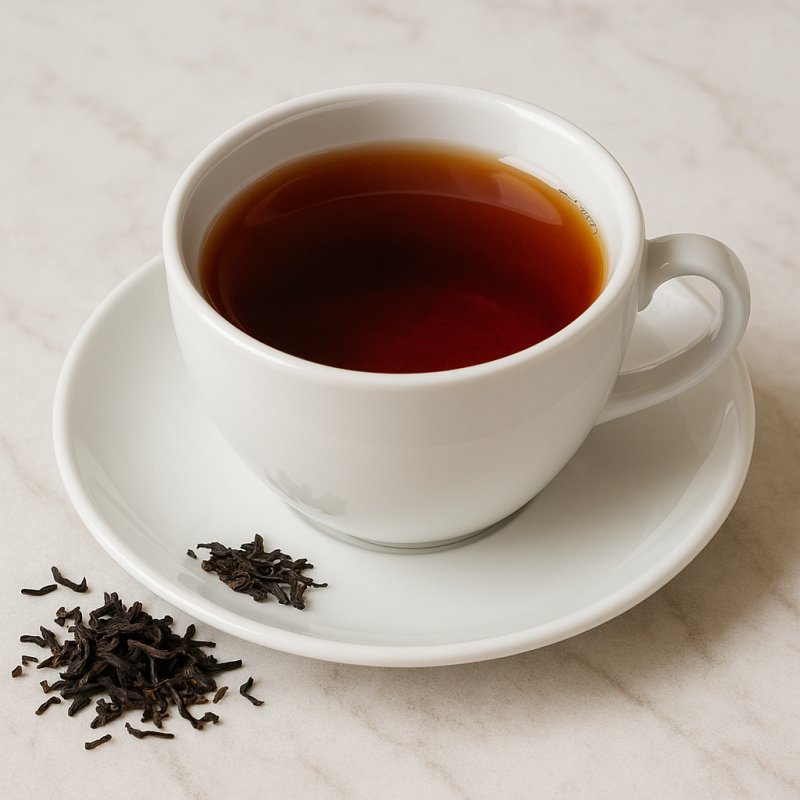 Tasse frisch aufgebrühter Schwarz-Tee