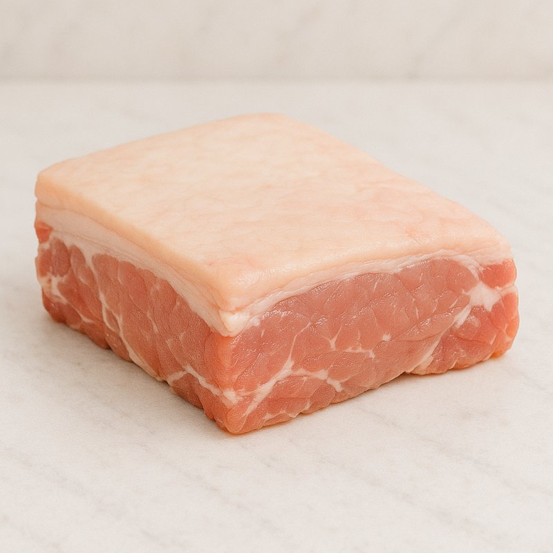 Rohes fettes Schweinefleisch mit sichtbaren Fettschichten