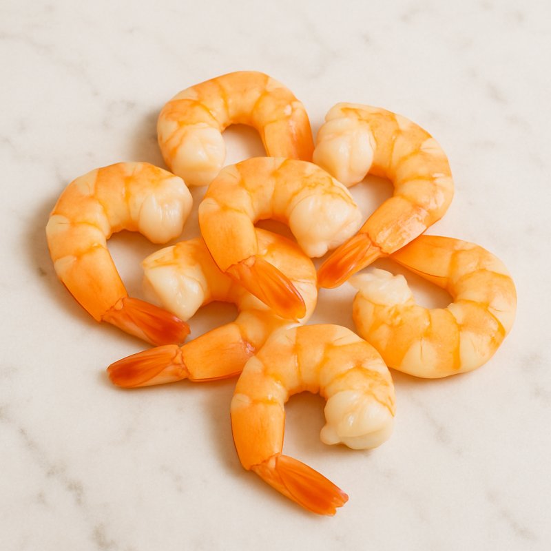 Vorgegarte Shrimps auf einem Teller