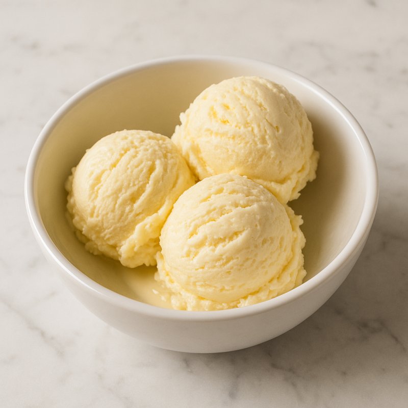 Kugel Vanille-Rahmglace in einer Schale