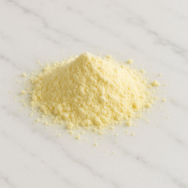 Vanillepuddingpulver in einer Schale mit Vanilleschote