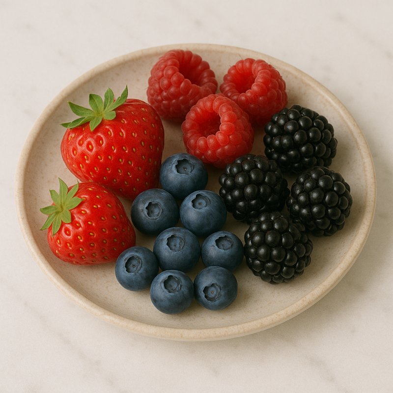 Frische Waldfrüchte wie Himbeeren, Brombeeren und Heidelbeeren